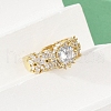 Brass Micro Pave Cubic Zirconia Adjustable Cuff Rings for Women RJEW-C129-04G-3