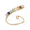 Natural Mixed Gemstone Braided Beaded Chakra Open Cuff Ring RJEW-JR00548-7