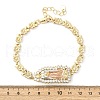 Brass Micro Pave Clear Cubic Zirconia Flower Link Bracelets for Women BJEW-U044-03A-G-5