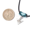 Glass Seed Beaded & Alloy Triangle Evil Eye Pendant Necklaces NJEW-MZ00110-5