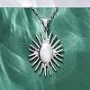 Sunflower 304 Stainless Steel Pendant Necklaces NJEW-M096-08P-4