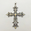 Vintage Baroque Style Alloy Crystal AB Rhinestone Cross Pendant Necklaces NR4788-3
