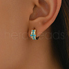 Elegant S925 Sterling Silver Cross Green Synthetic Turquoise Hoop Earrings LD2192-5