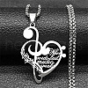 304 Stainless Steel Musical Note Heart Quote Pendant Necklaces NJEW-K283-03P-1