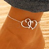 Fashionable Bohemian Style Alloy Double Heart Link Anklets for Women WG497D9-14-1