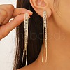 Cubic Zirconia Chains Tassel Earrings EJEW-P236-07G-3