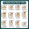 ARRICRAFT 120Pcs 12 Styles Brass Beads FIND-AR0005-38-2
