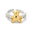 Rack Plating Brass Micro Pave Cubic Zirconia Open Cuff Rings RJEW-C076-07E-G-2