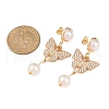 Butterfly Brass Dangle Stud Earrings EJEW-JE06461-01-4