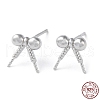 Rhodium Plated 925 Sterling Silver Stud Earring Findings STER-M115-02P-1
