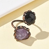 Natural Amethyst & Obsidian Rings RJEW-B122-04R-03-2