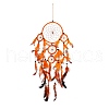 Handmade Round Polyester Woven Net/Web with Feather Wall Hanging Decoration HJEW-G015-01-2