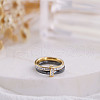 Rectangle Stainless Steel Crystal Rhinestone & Ceramic Finger Rings FS-WG8E554-03-1