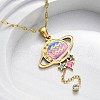 304 Stainless Steel Hot Pearl Enamel Constellation Planet Pendant Necklaces NJEW-D310-01J-G-4