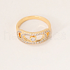 Brass Pave Cubic Zirconia Hollow Geometric Finger Rings for Women KA3713-1-1