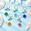 Glass Synthetic Turquoise Turtle Keychains KEYC-MZ00040-1