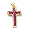 Cross Brass Micro Pave Cubic Zirconia Pendants KK-G419-18G-3