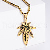 Retro Creative Stainless Steel Maple Leaf with Flower Pendant Punk Hip-hop Necklaces TT3149-3-1