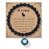 Birthstone Natural Black Obsidian Round Bead Stretch Bracelets QA9771-3-1