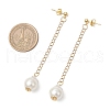 Glass Imitation Pearl Round Tassel Stud Earrings EJEW-JE06453-03-4