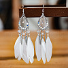 Alloy Rhinestone and Feather Dangle Earrings FS-WGBDF6F-12-1