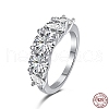 Rhodium Plated 925 Sterling Silver Finger Ring with Cubic Zirconia RJEW-F150-59B-P-1