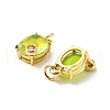 Oval Brass Micro Pave Cubic Zirconia Pendants KK-L237-020G-3