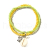 3Pcs 3 Colors Electroplate Glass & Shell Stretch Bracelets for Women BJEW-TA00381-3