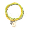 3Pcs 3 Colors Electroplate Glass & Shell Stretch Bracelets for Women BJEW-TA00381-3