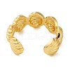 Rack Plating Shell Shape Brass Open Cuff Rings for Women RJEW-S242-04G-3
