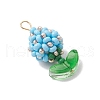 Glass Seed Beaded Flower Bud Pendants PALLOY-MZ00760-4