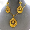 Teardrop Alloy Pendant Necklace & Stud Dangle Earring Sets FS-WGC8386-01-3