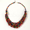 Bohemian Wood Rondelle Beaded Multi Lauered Necklaces for Women FS-WGD6EC4-01-5
