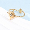 304 Stainless Steel Rhinestone Cuff Rings RJEW-D306-23G-5