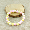 Glass Imitation Natural Agate Round Beaded Stretch Beaded Bracelets WG8D788-04-1