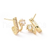 Clear Cubic Zirconia Star Stud Earrings EJEW-C040-04G-2