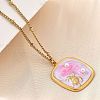 Summer Beach 304 Stainless Steel Lavender Enamel Pendant Necklaces for Women NJEW-U043-01A-G-2