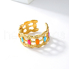 Sweet Hollow Irregular Stainless Steel Enamel Cuff Ring DG2321-5