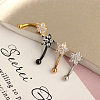 304 Stainless Steel Micro Pave Clear Cubic Zirconia Flower Curved Barbell Cartilage Earrings WG168AC-02-4