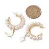 Mother's Day Jewellery Moon & Star Natural Pearl Dangle Half Hoop Earrings EJEW-JE05895-02-3
