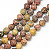 Natural Leopard Skin Jasper Bead Strands G-R345-8mm-30-1
