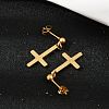 201 Stainless Steel Dangle Stud Earrings EJEW-P314-01A-G-2