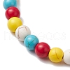 2Pcs 2 Styles Round Synthetic Dyed Turquoise Beads and Oval Wood Beads Stretch Braclet Set BJEW-JB11539-4