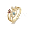 Brass Micro Pave Cubic Zirconia Finger Rings for Women RJEW-C129-05G-4