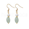 Oval Natural Green Aventurine & Shell Pearl Beaded Necklace & Bracelet & Dangle Earring Sets SJEW-JS01332-3