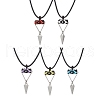 Cylinder Seed Beaded Evil Eye & Alloy Pyramid Cone Pendant Necklaces NJEW-MZ00105-2