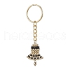 Glass Pearl Round Bead with Fishing Thread Nylon Wire and 304 Stainless Steel Eye Pins and 304 Stainless Steel Beads and Grade A Round Glass Seed Beads and Iron Split Key Rings Keychains KEYC-MZ00042-2