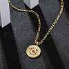 304 Stainless Steel Colorful Rhinestone Zodiac Pendant Necklaces for Women NJEW-U032-02G-1