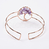 Natural Gemstone Chip Bead Cuff Bangles BJEW-L624-A-3