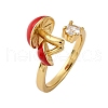 Brass Micro Pave Cubic Zirconia Open Cuff Rings for Women RJEW-U057-26G-02-4